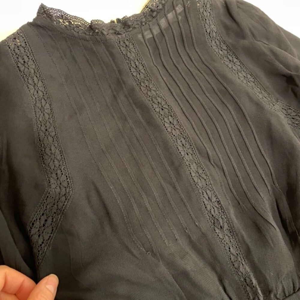 ASTR The Label Black Cottage Core Victorian Gunne Sax Prairie Blouse